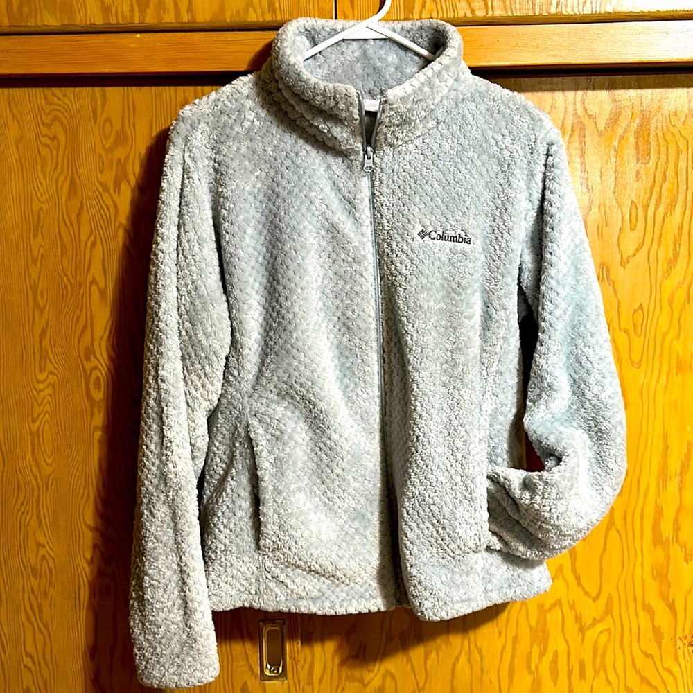Columbia fleece sweater/jacket light gray size L